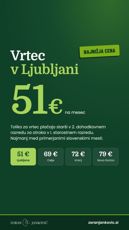 Vrtec: 51 € na mesec