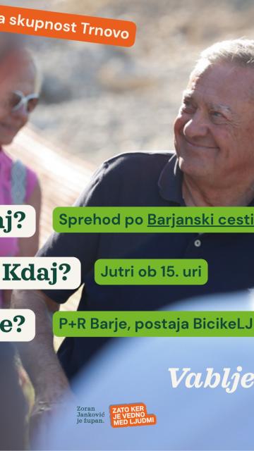 Pridite, vpra&scaron;ajte in se sprehodite z županom po kmalu prenovljeni Barjanki. 🥳